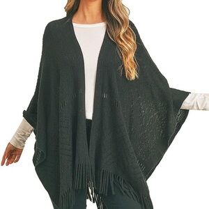 Heavy knit cardigan shawl